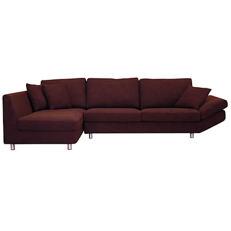 Natalie Deep Plum Twill Contemporary Sectional Chaise Sofa